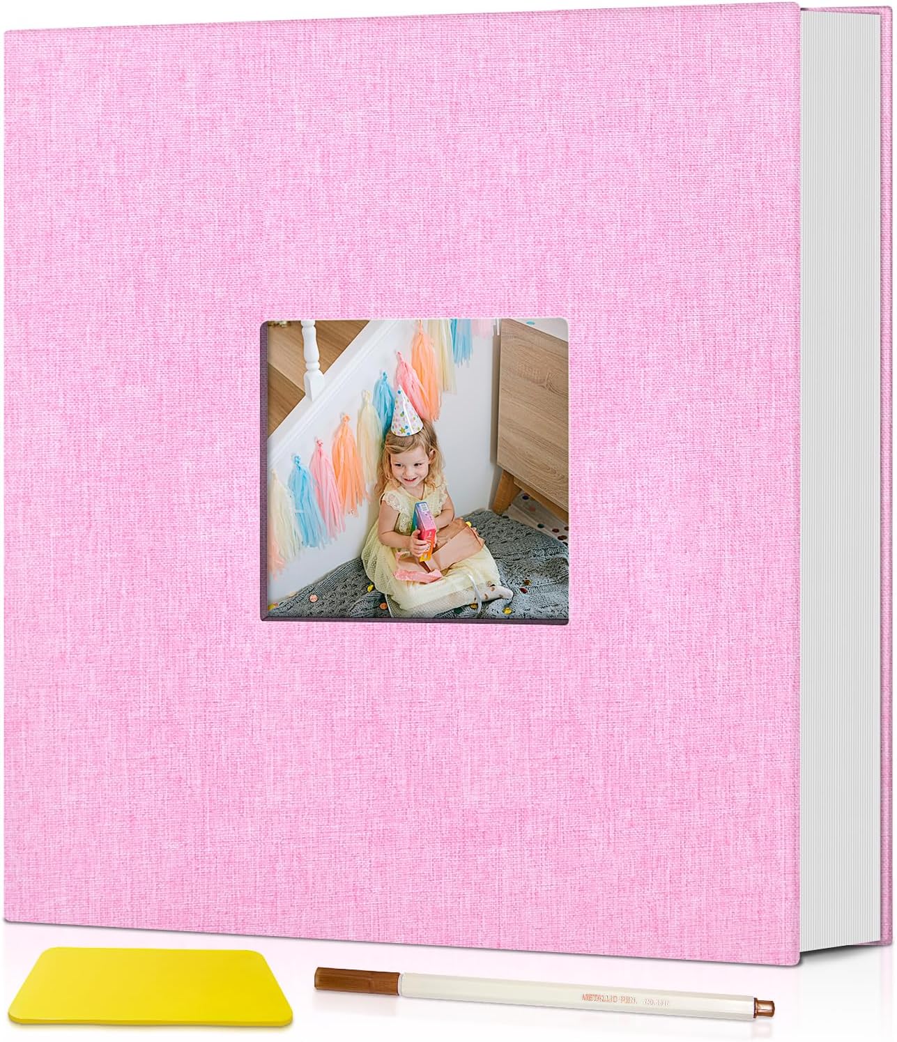 Popotop Álbum de fotos autoadhesivo con ventana de visualización de imágenes, 60 páginas, álbum de recortes para fotos de 4 x 6, 8 x 10, cubierta de