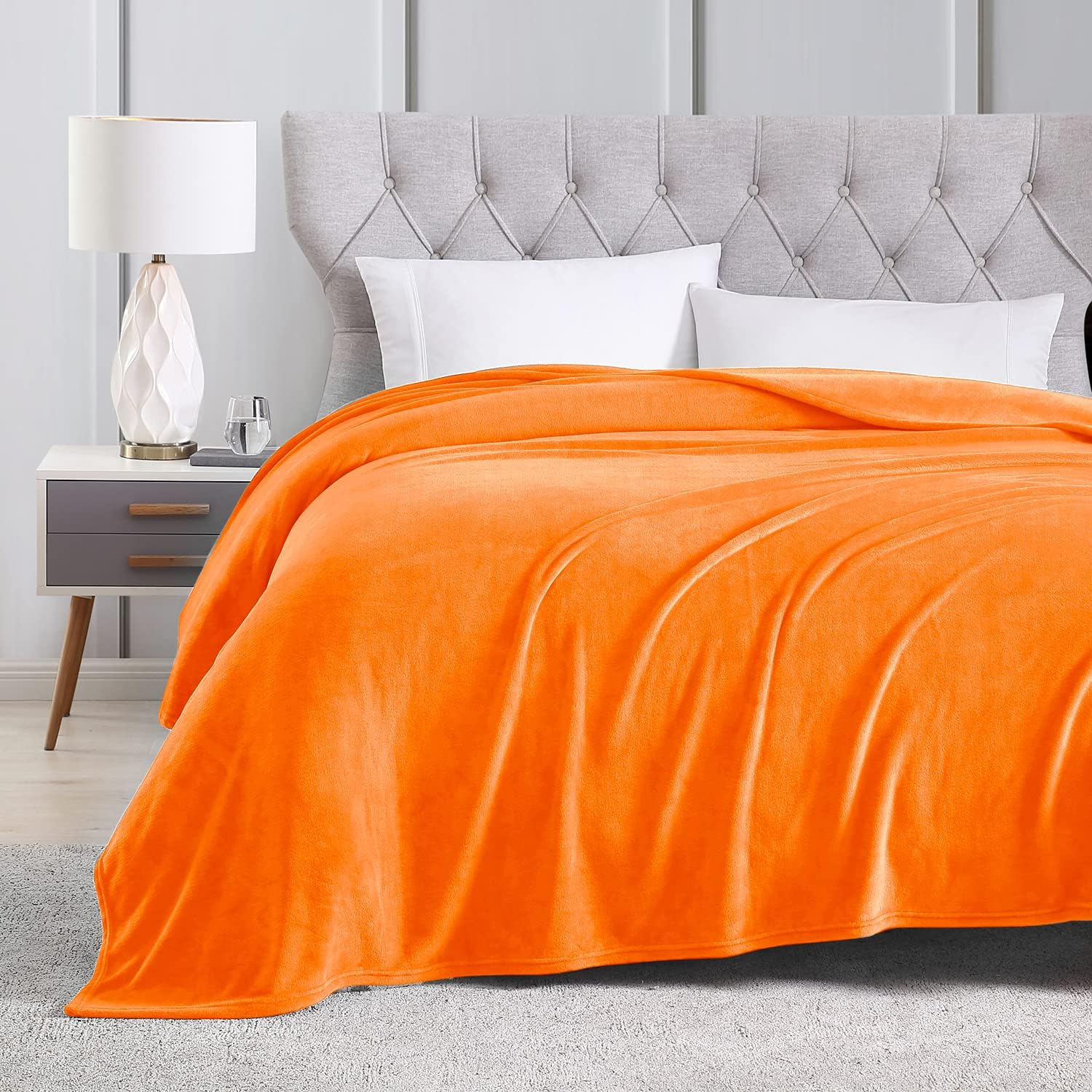 EXQ Home – Cobija de vellón, color naranja, para cama o sofá, cobija de franela de microfibra mullida para adultos o niños