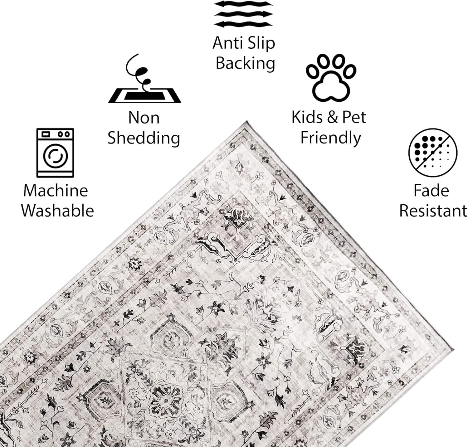 Green Decore Vernal Peoria – Alfombra antideslizante lavable a máquina, no se desprende, para sala de estar, dormitorio, comedor, pasillo, cocina,