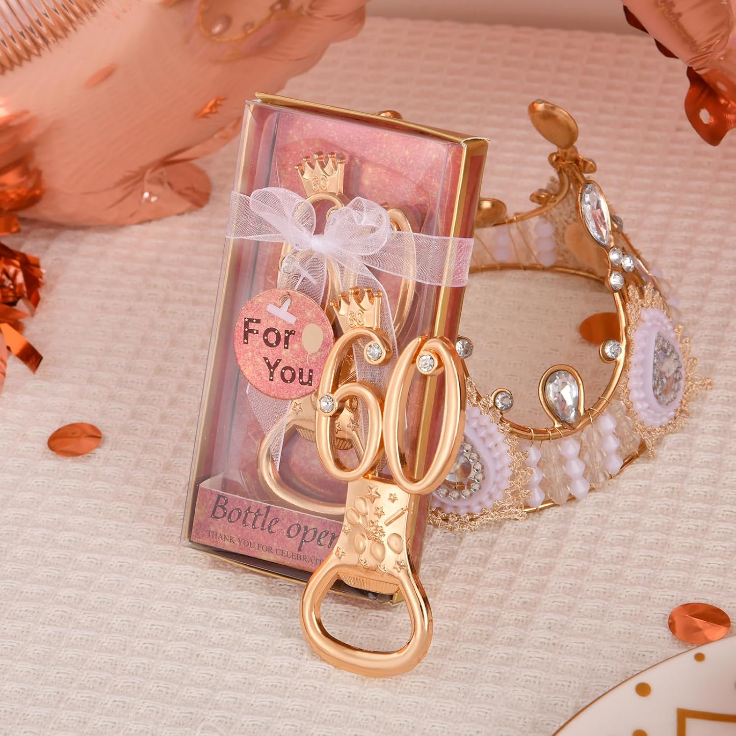 24 boxes of rose gold themed 60th birthday bottle openers favored for 60th golden wedding party gifts 60th birthday party souvenirs or party