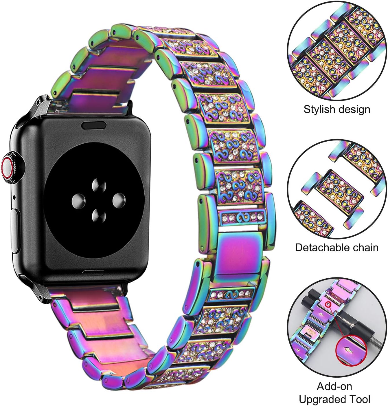 Mesime – Correa de repuesto para Apple Watch, de 1.49 pulgadas, 1.57 pulgadas, 1.65 pulgadas, 1.73 pulgadas, incluye protector de pantalla, correa