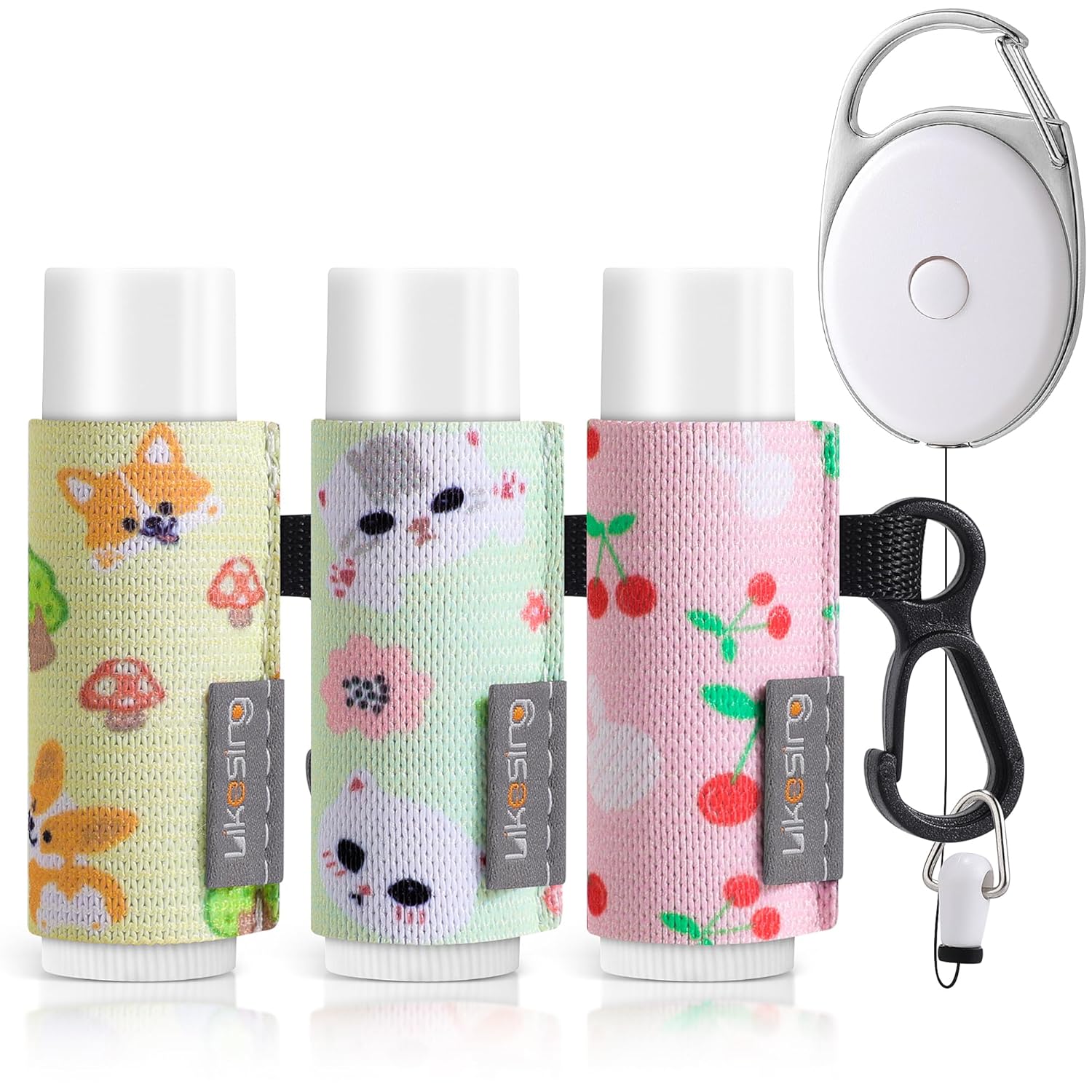 Soporte para llavero, soporte para bálsamo labial, bolsa de manga para lápiz labial con clip, brillo de labios elástico, regalos para amigos,