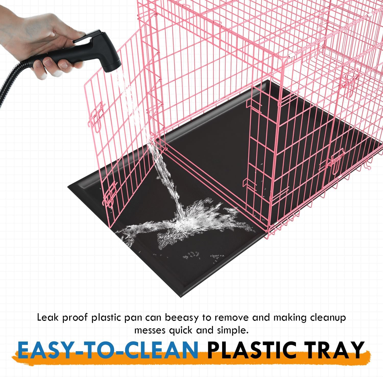 PayLessHere Jaula grande para perros medianos y grandes, jaula de metal para perros de doble puerta, plegable, para interiores y exteriores, con