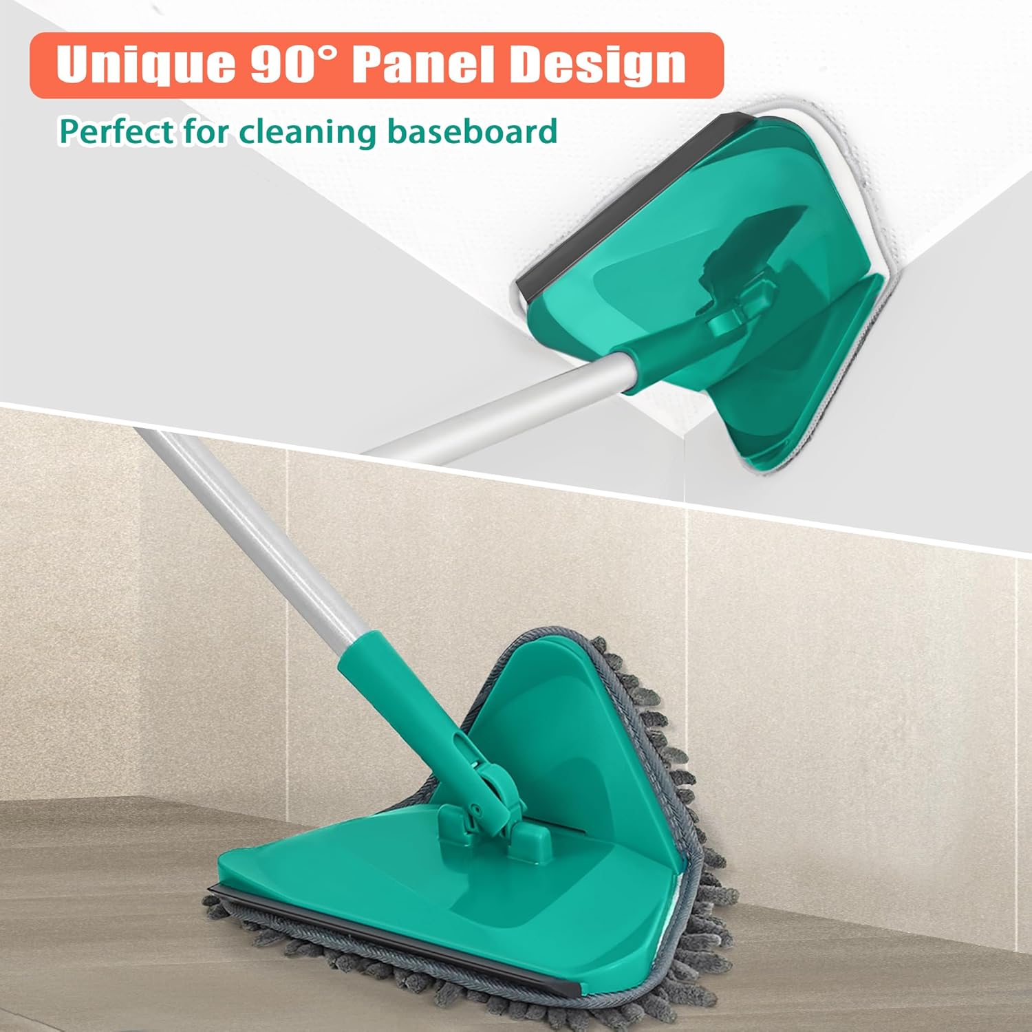JEHONN Trapeador limpiador de pared con mango largo de 82 pulgadas, herramienta de limpieza de techo 3 en 1 con 6 almohadillas de microfibra de