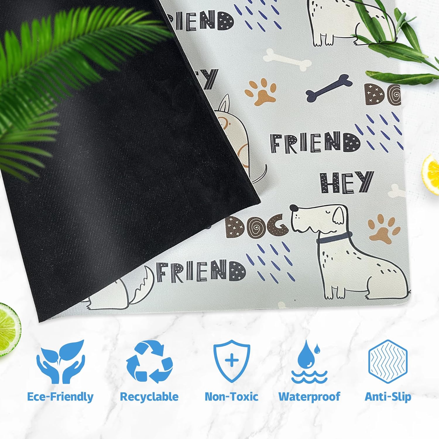 Alfombrilla de alimentación para mascotas, tapete absorbente para alimentos y agua, sin manchas, de secado rápido, dispensador de agua para perros