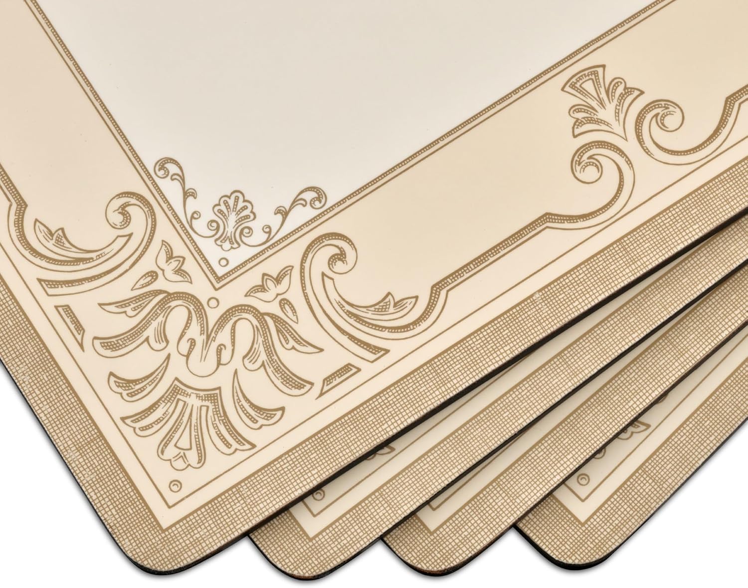 Juego de 4 manteles individuales de 15.7 x 11.7 pulgadas, cada uno beige y blanco, casual, clásico, antiadherente