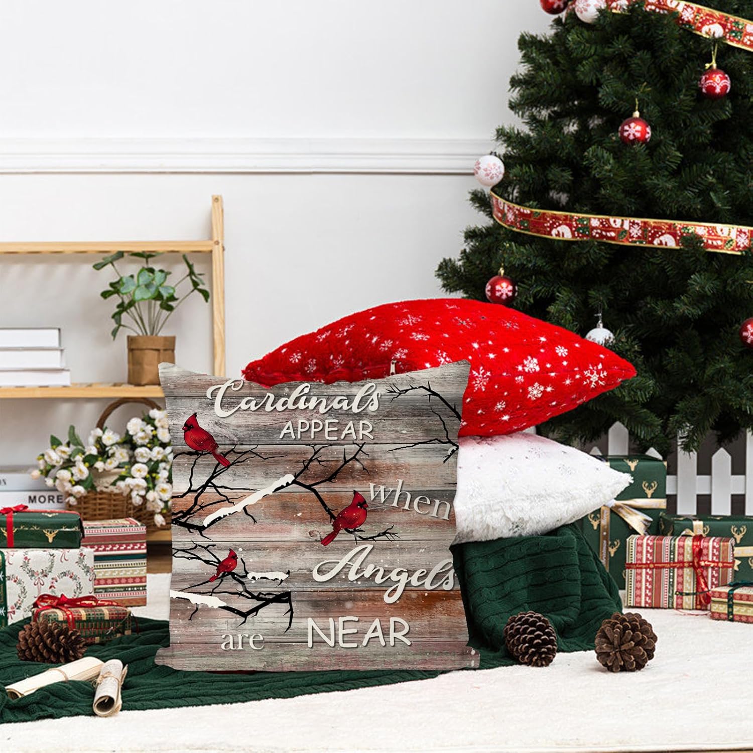 GAGEC Fundas de almohada navideñas de 18 x 18 pulgadas, color marrón, aspecto cardenal cuando el ángulo está cerca de la decoración del hogar, sala