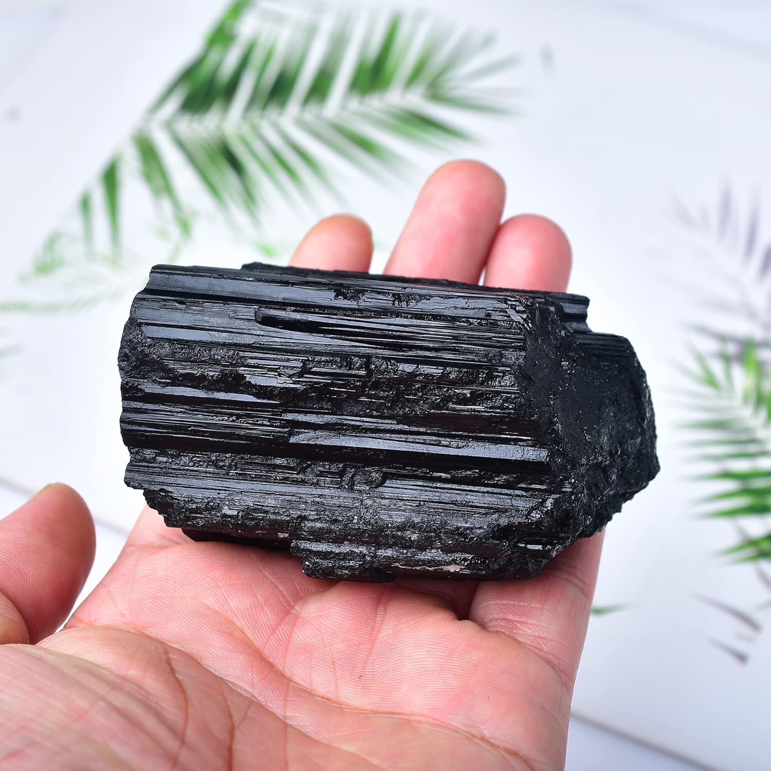 WUYOUSHI 1PSC – Cristal en bruto de turmalina negra natural de 0.55 a 0.66 libras, piedras preciosas de cristal curativo de alta calidad para