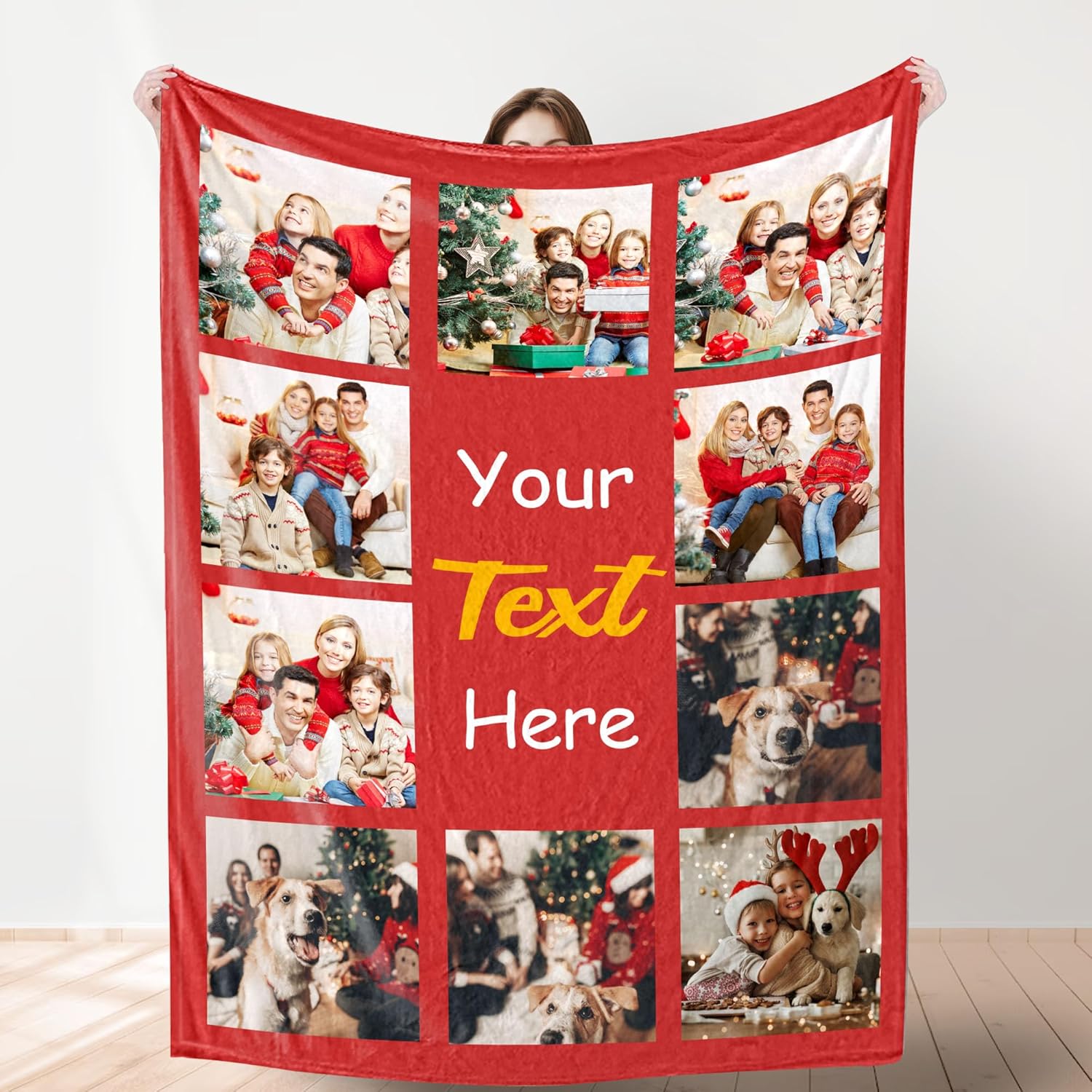 YESCUSTOM Manta de fotos personalizada con 10 textos de fotos, fabricada en Estados Unidos, regalo para familiares, amigos, amantes para cumpleaños,