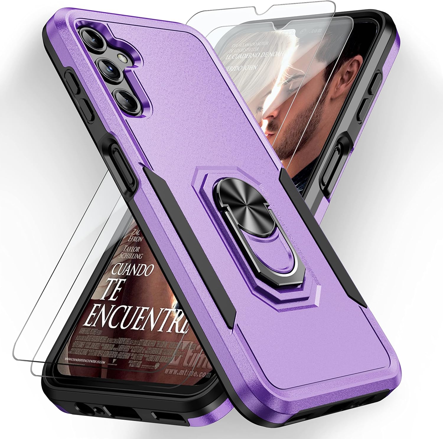 YmhxcY Funda A14 5G, funda para Galaxy A14 5G con 2 protectores de pantalla a prueba de explosiones, grado militar soporte de anillo de 360  F,