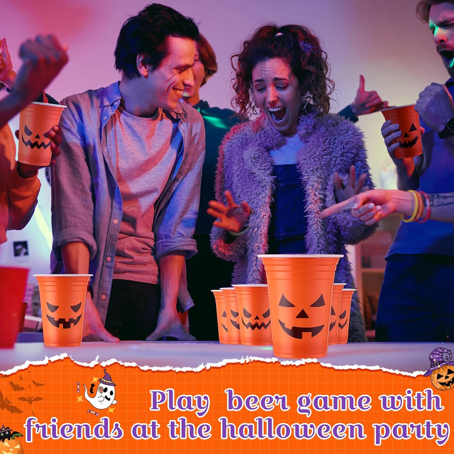 120 vasos transparentes de plástico desechables de 12 onzas para fiesta de Halloween, suministros para fiesta de Halloween, café (clásico)
