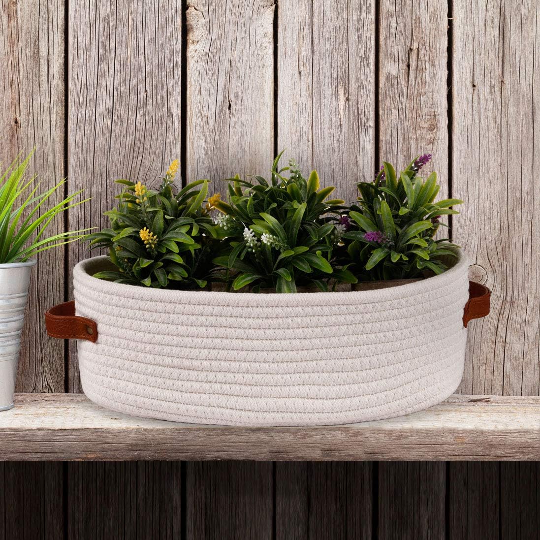 Cesta de almacenamiento tejida para tanque de inodoro, cesta organizadora de decoración del hogar de granja para baño, mesa y mostrador, 13 x 5.9 x