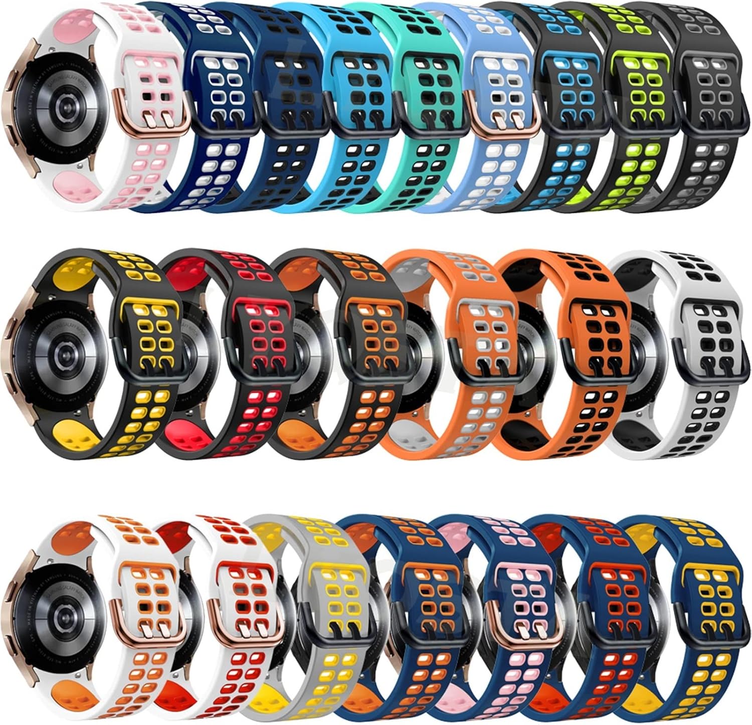 Correa de silicona oficial de 0.787 in para Samsung Galaxy Watch4 Classic 46 1.654 in44 1.575 in Smartwatch Ridge Sport pulsera reloj correa