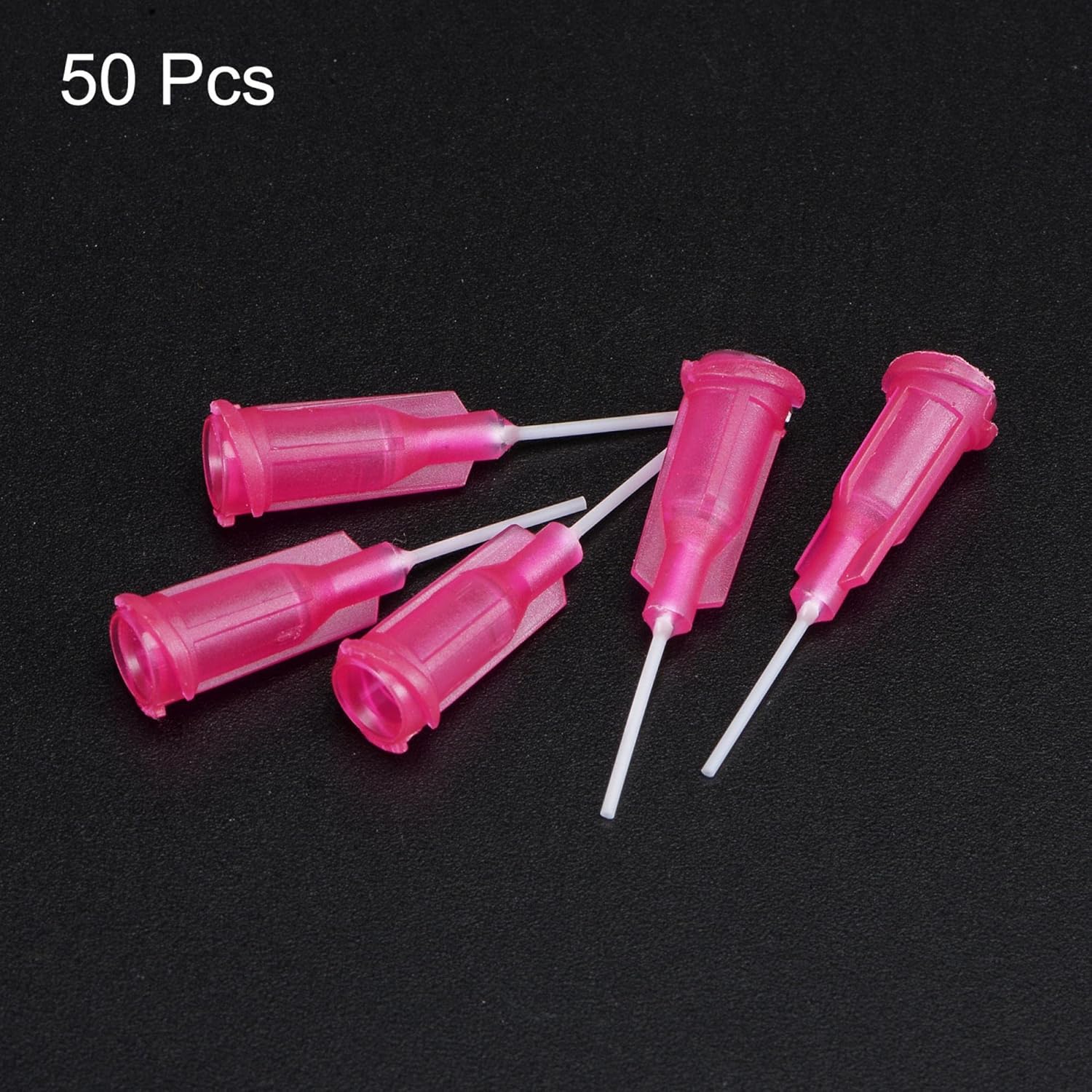 uxcell 50 agujas dispensadoras de plástico 25G, tubo de aguja de pegamento PP de 12 pulgada, puntas de bloqueo Luer Blunt con aguja flexible de PP