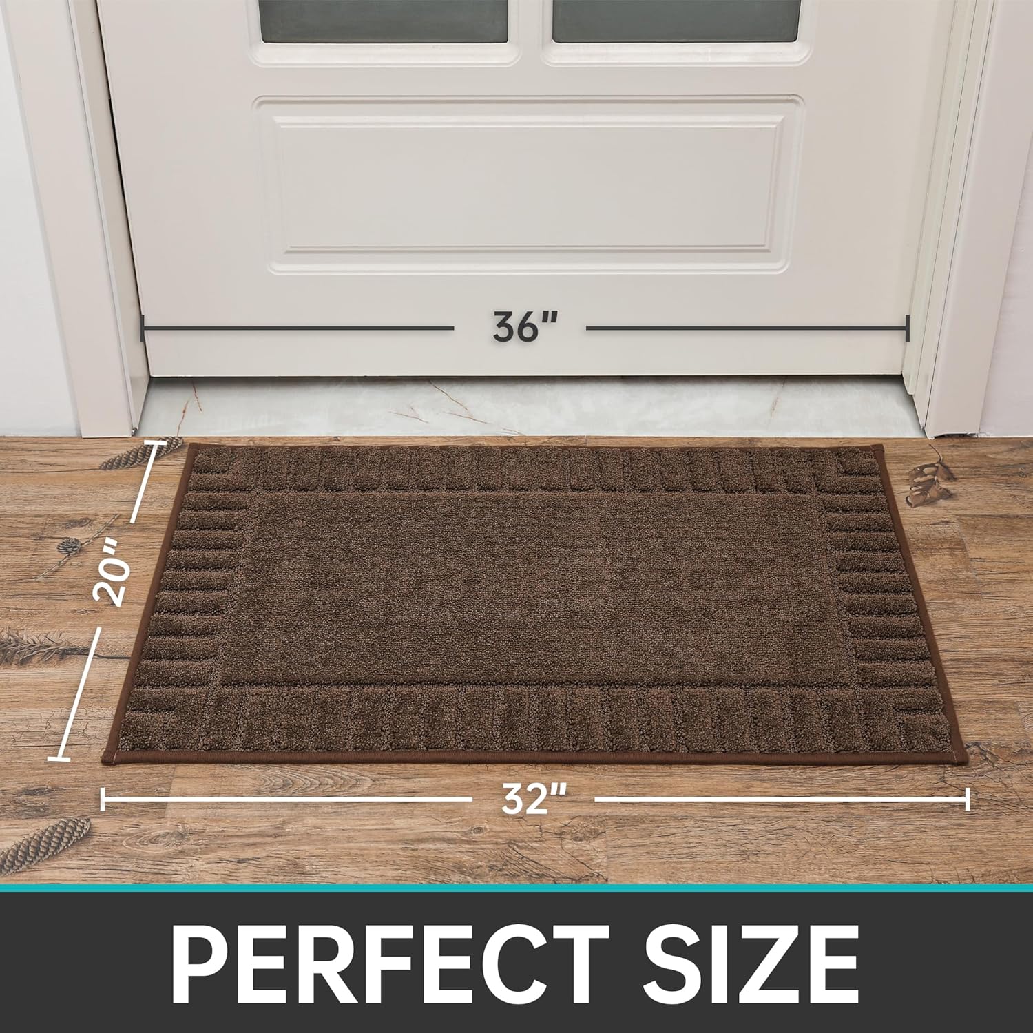 BEQHAUSE Tapete antideslizante para puerta delantera, lavable de bajo perfil, para la entrada de la puerta principal, tapete absorbente de