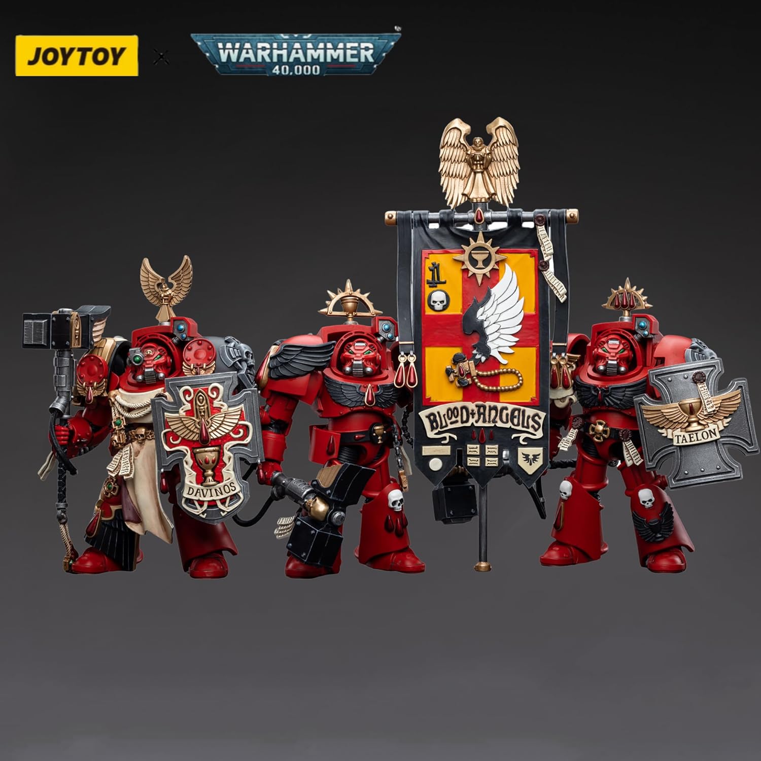 JoyToy 118 Warhammer 40,000 Figura de acción Blood Angels Assault Terminators (juego de 3 figuras) (DavinosLeonidTaelon) Modelo de colección