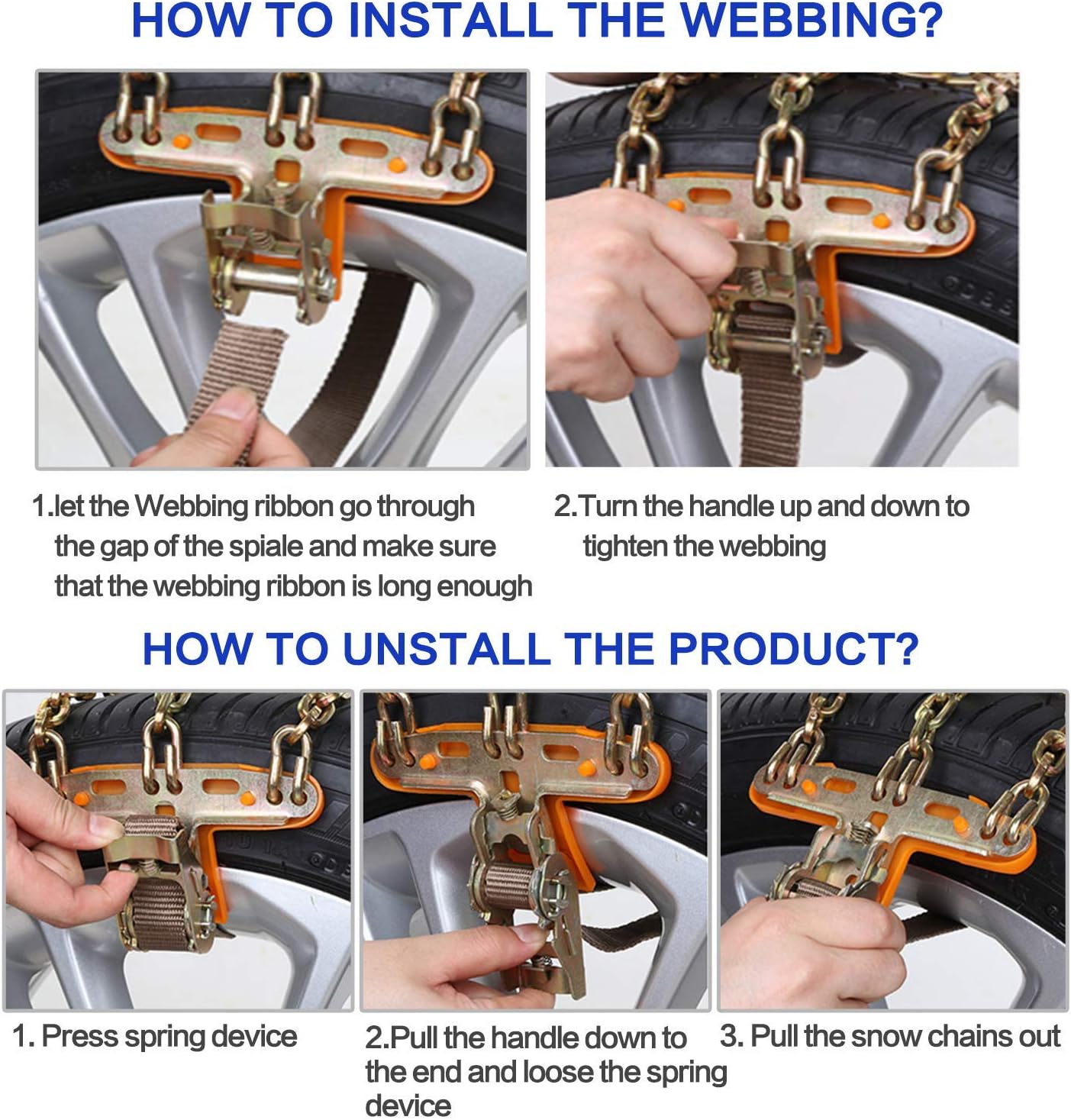 AutoChoice – 6 paquetes de cadenas de nieve para automóvil, antideslizantes, de emergencia, con acero de manganeso grueso. para camiones SUV en
