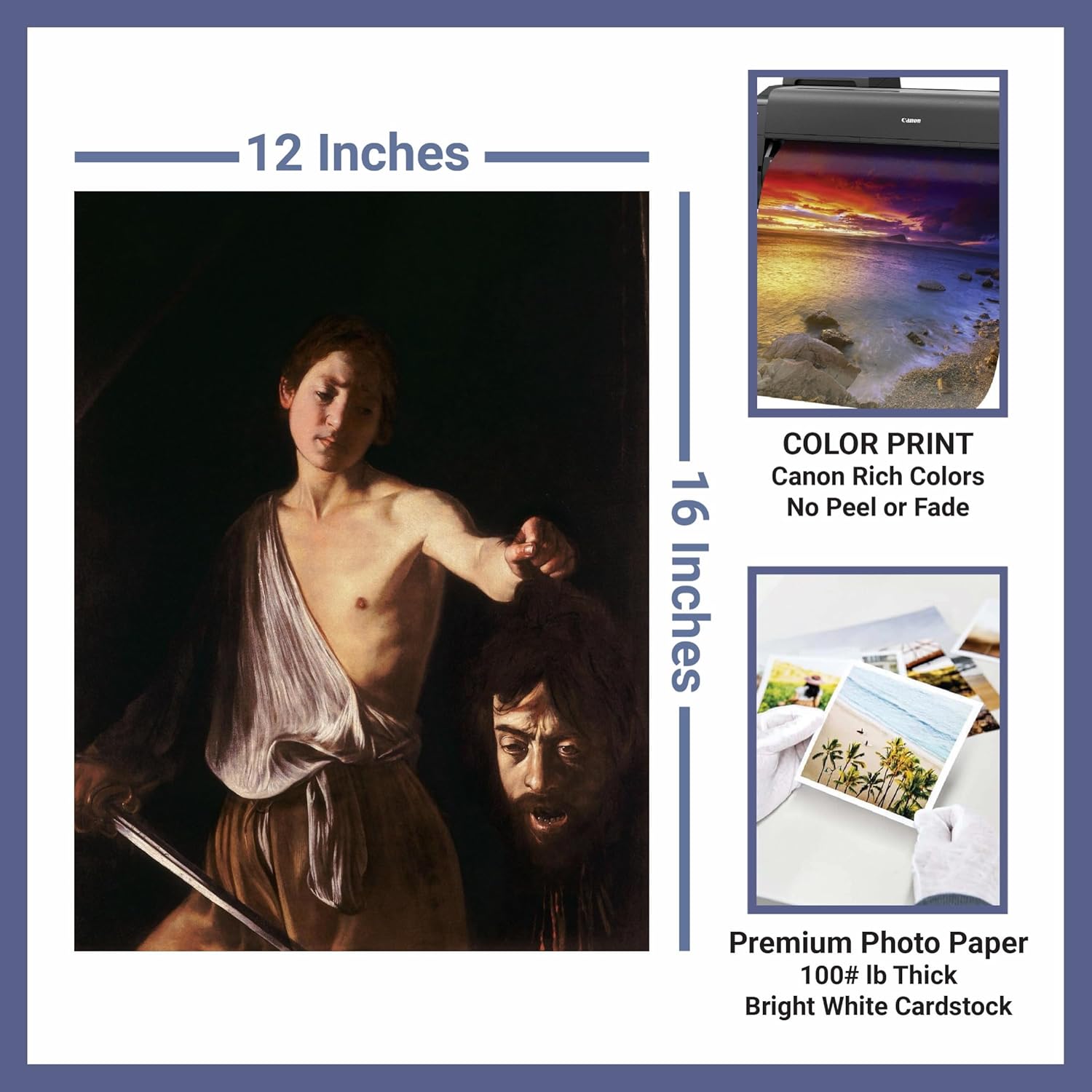 Caravaggio – Cabaña perdida David con la cabeza de Goliat  Impresión sin marco  Reproducción de pinturas de obras de arte finas  Póster decorativo