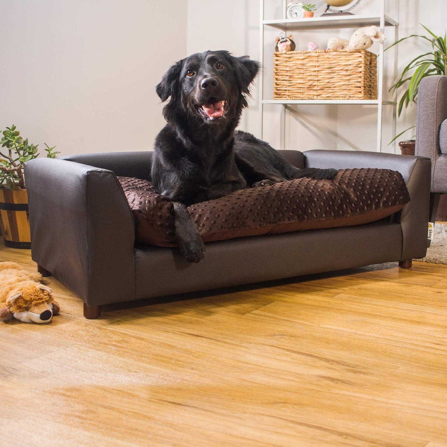 Keet Fluffy Deluxe – Cama para mascotas, color chocolate, grande (40 x 23 x 13 pulgadas)