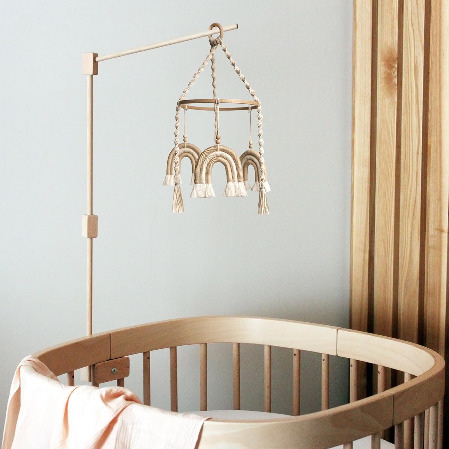 Móvil de cuna para niñas, móvil de bebé arcoíris, móvil hecho a mano para cuna, móvil de macramé para cuna, móvil de cuna bohemio, móvil de cuna