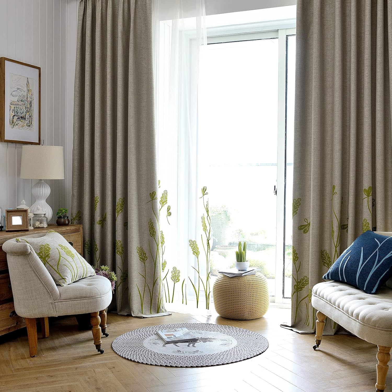 Cortinas de lino bordadas marca Melodieux