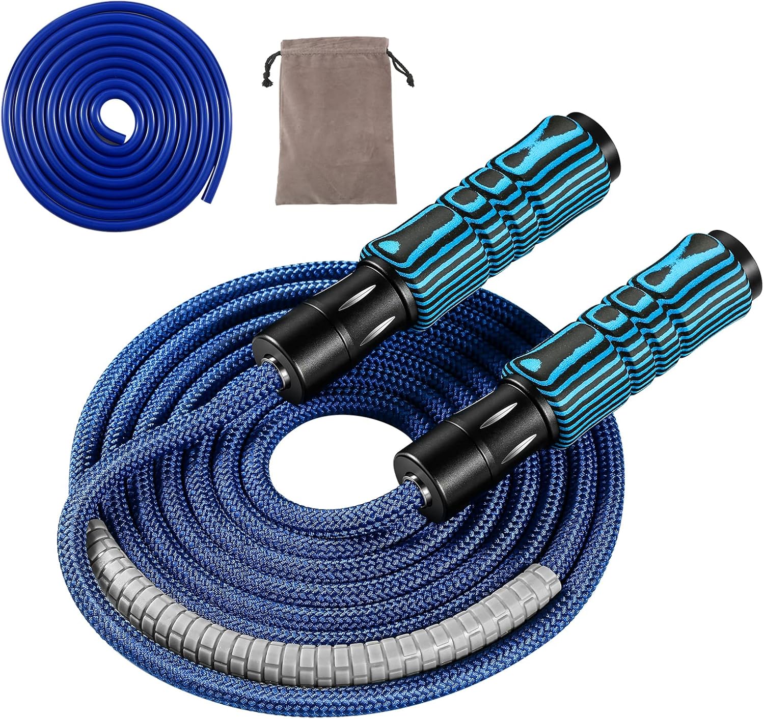 Cuerda de saltar con peso para mujeres, hombres, adultos, fitness, cuerda de saltar con cuerda ajustable de algodón y PVC, mango de aluminio +