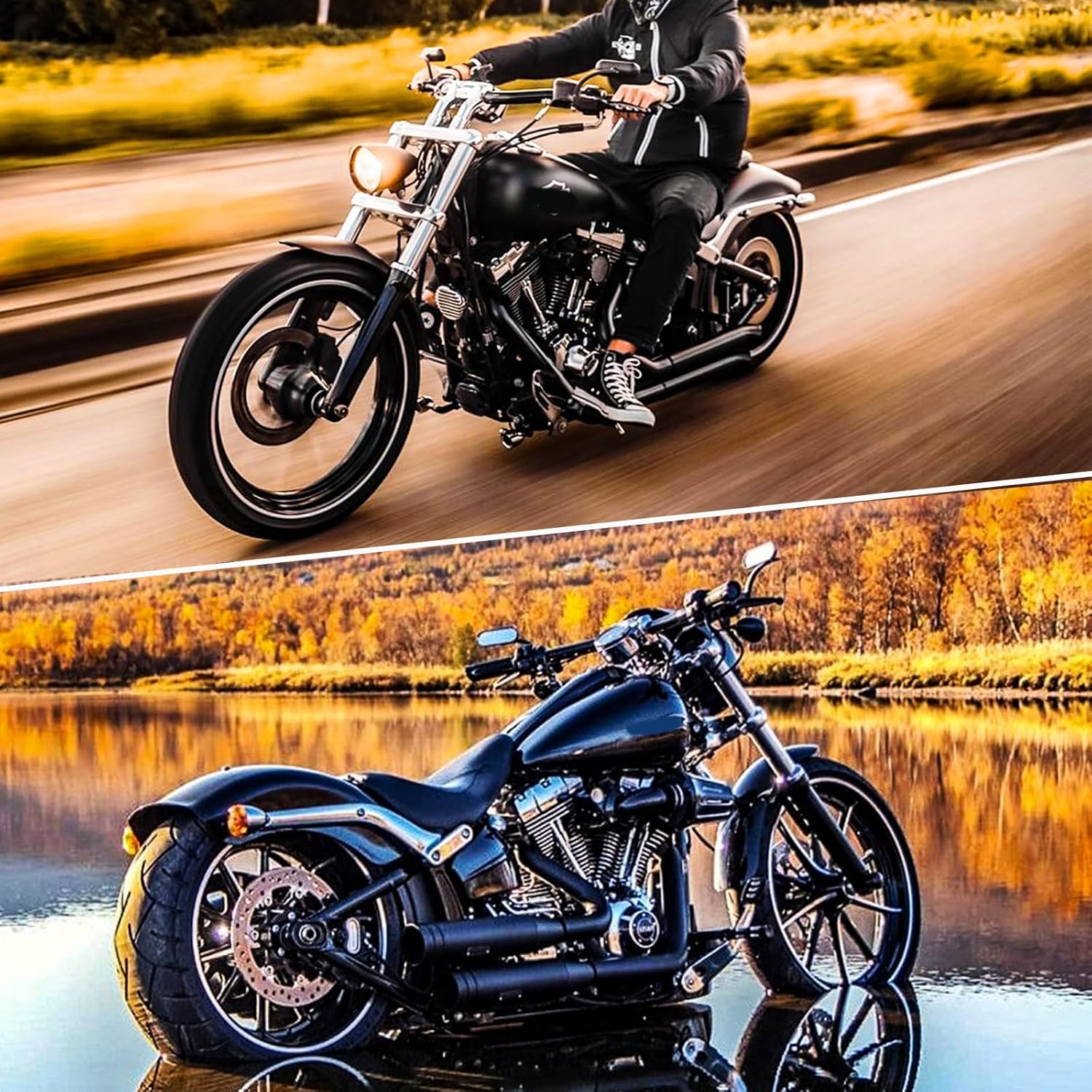DREAMIZER Espejos laterales universales ovalados para motocicleta, color negro, compatibles con Harley Street Bike Scooter Chopper Cruiser Sportster