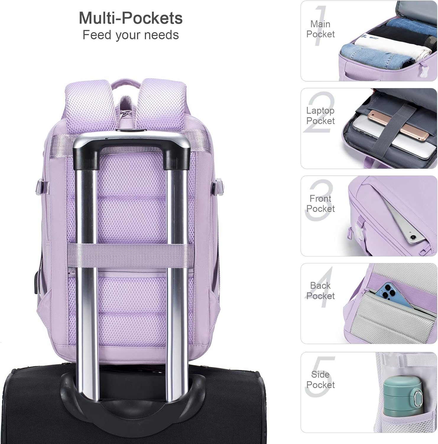 COSCOOA Mochila de viaje de negocios para laptop de 17 pulgadas, 18 x 14 x 8 pulgadas, 40 L, aprobada para vuelo, mochila de transporte grande para