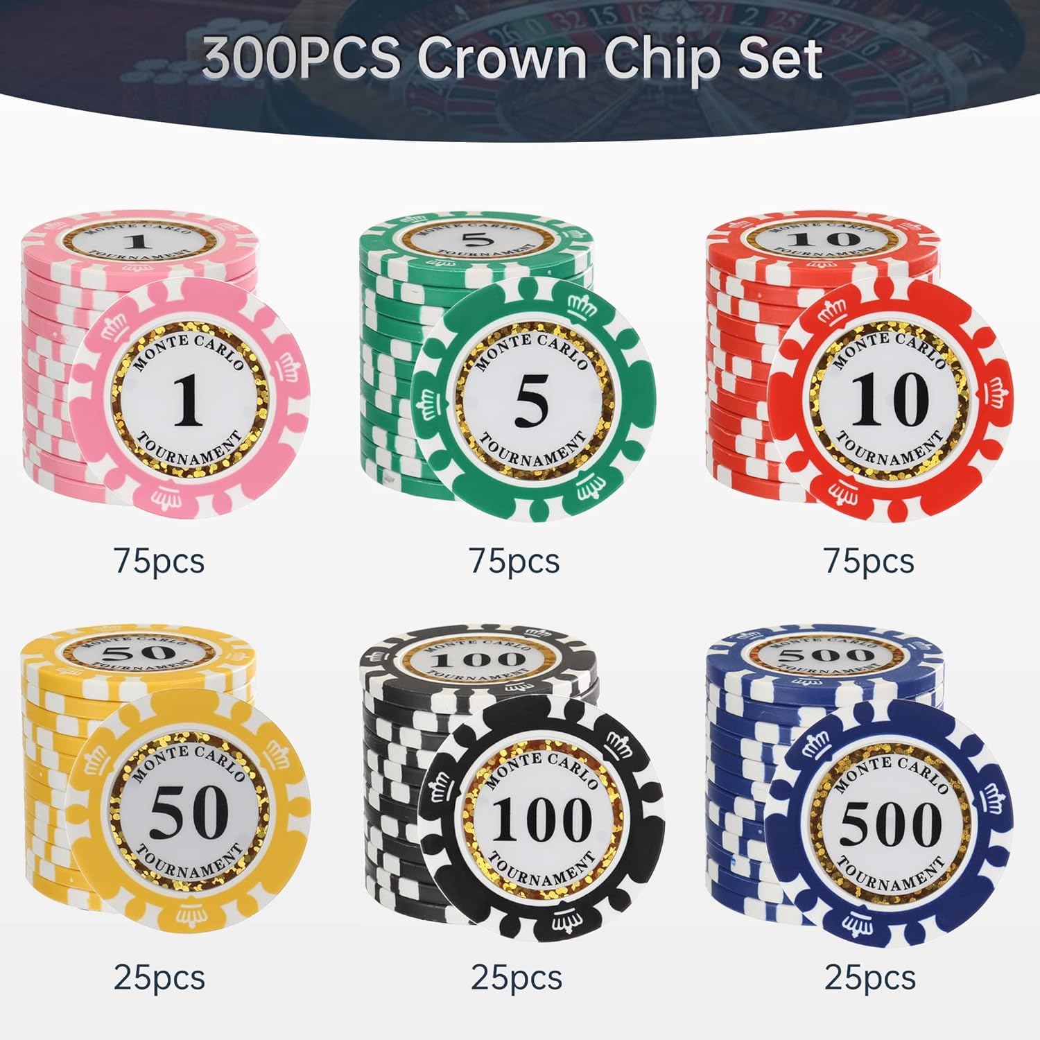 LUOBAO Fichas de póquer numeradas prémium para juego de mesa de cartas, para Texas Hold’em, Blackjack, Club de cartas o juegos de póquer nocturno