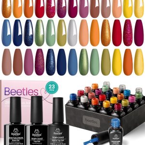 beetles Gel Polish Juego de 23 esmaltes de uñas de gel, 20 colores, naranja, marrón, rojo, azul real, verde, UV, esmalte de uñas de gel y 3 piezas, beetles Gel Polish Juego de 23 esmaltes de uñas de gel, 20 colores, naranja, marrón, rojo, azul real, verde, UV, esmalte de uñas de gel y 3 piezas,