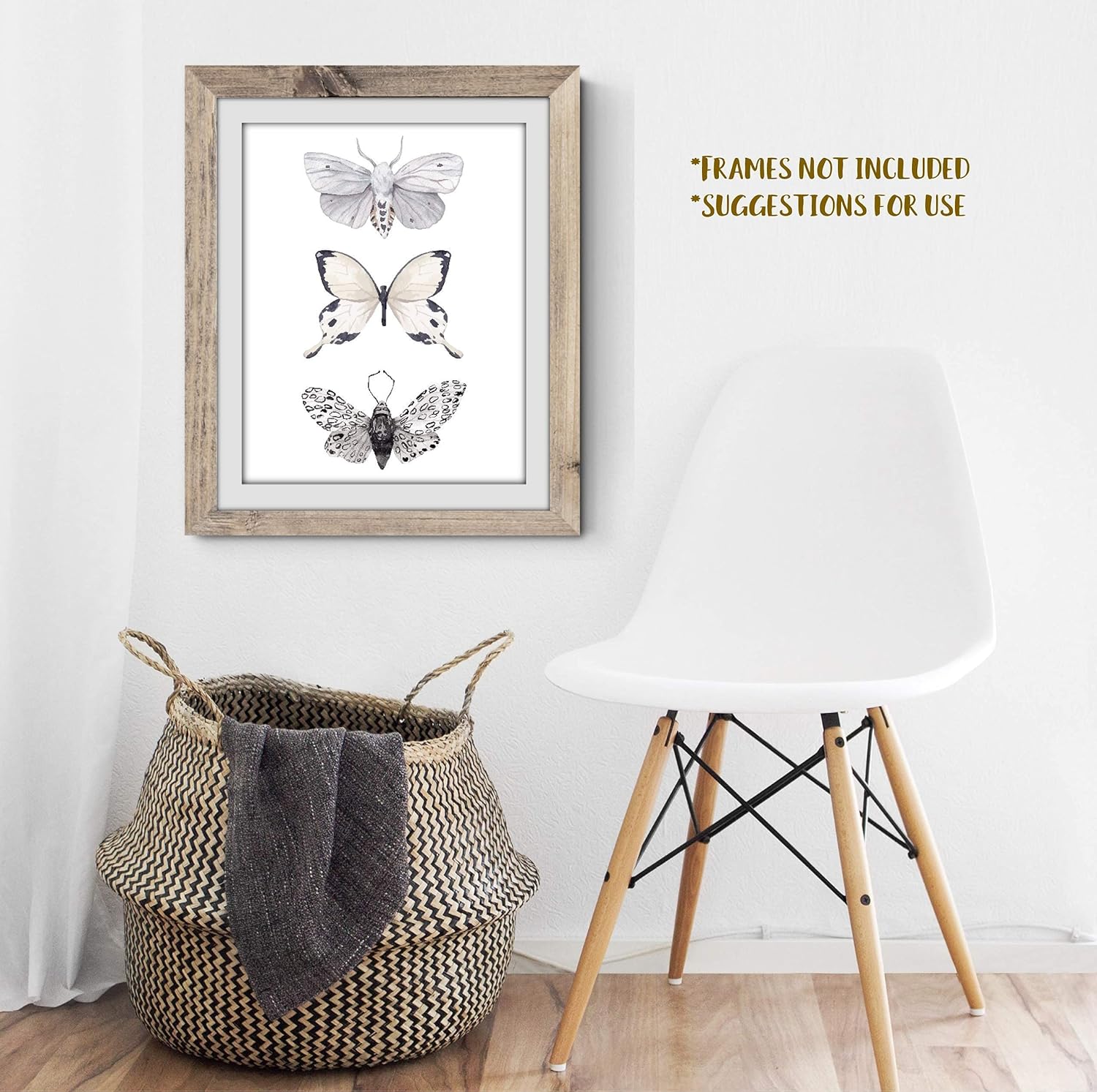 Butterfly Wall Art – Black & White Butterflies Decor – Watercolor Art Print – 11×14  Unframed Poster