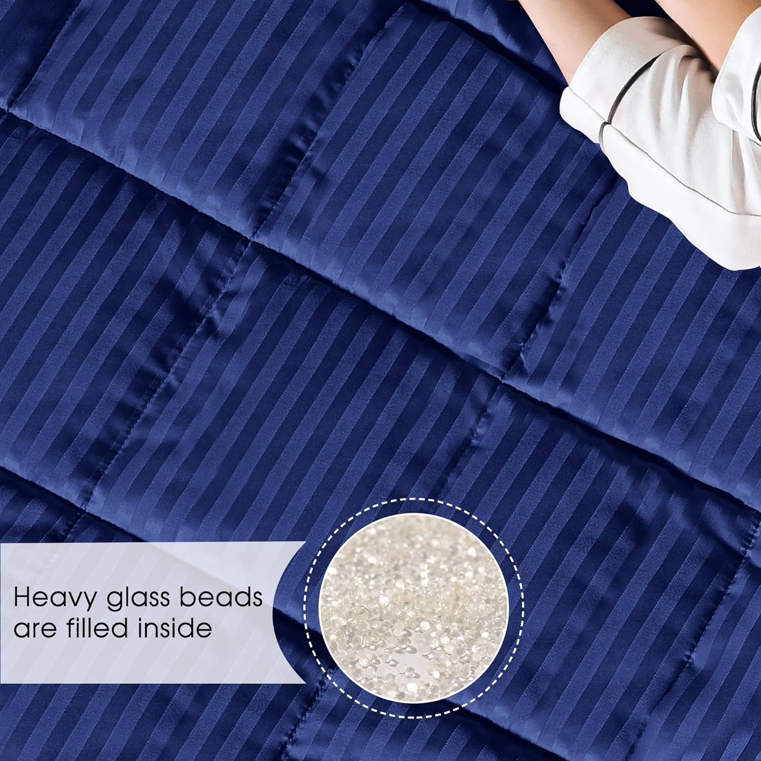 downluxe Manta con peso tamaño King, manta con peso de 18 libras con cuentas de vidrio para todas las estaciones, lavable a máquina (color azul