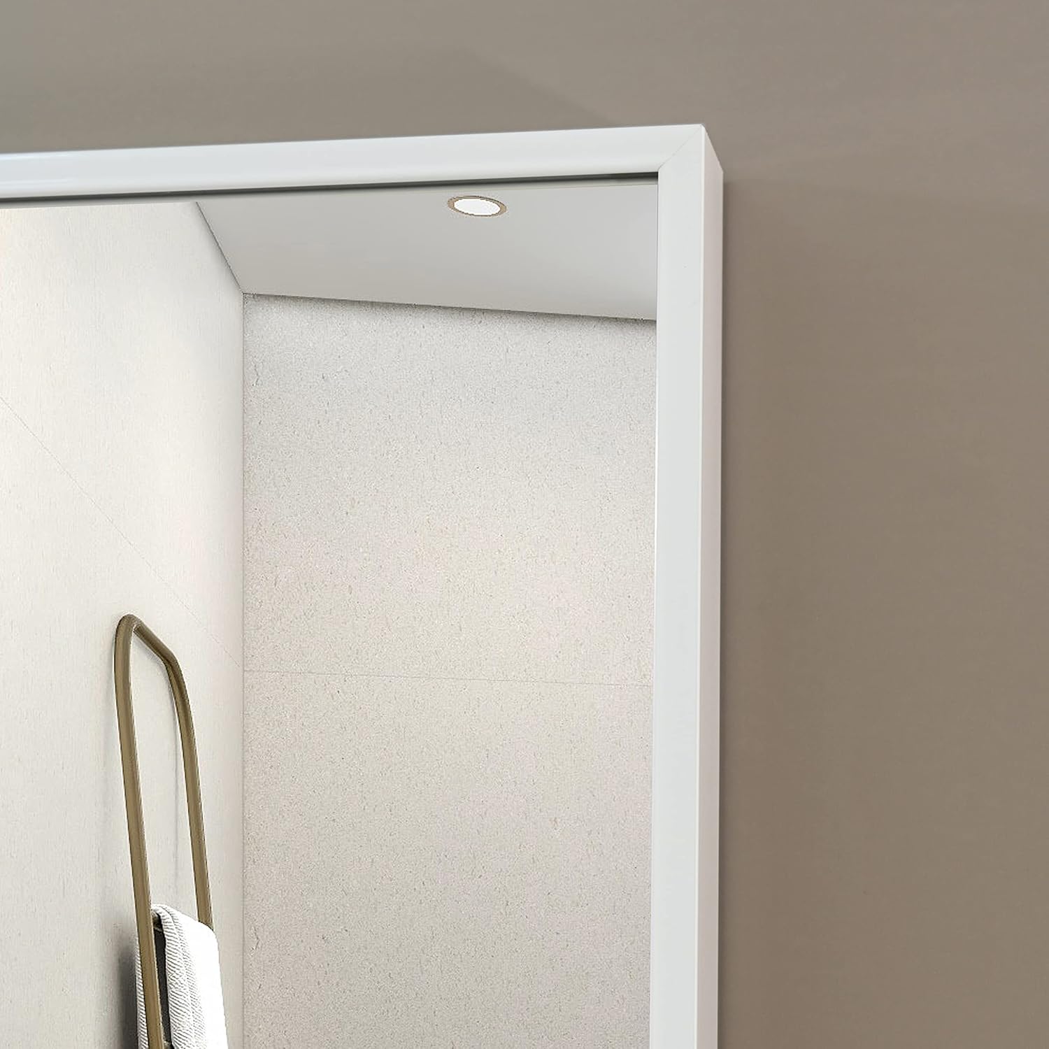 PetusHouse – Espejos rectangulares enmarcados de 48 x 32 pulgadas con estante extraíble, espejo de pared moderno para baño, dormitorio, sala de