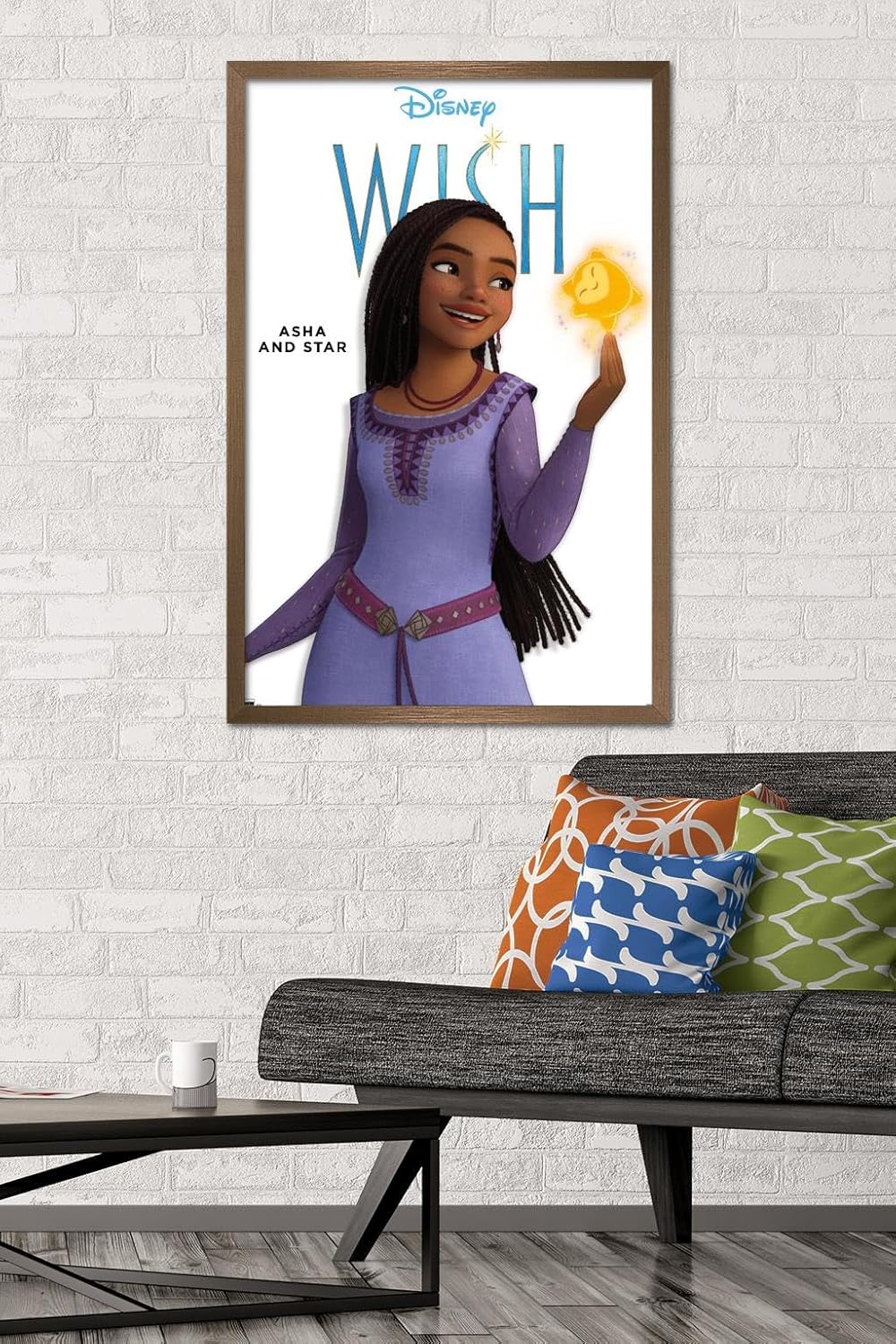 Trends International Disney Wish – Póster de pared Asha Feature Series, 22.37 x 34.00 pulgadas, versión enmarcada en bronce
