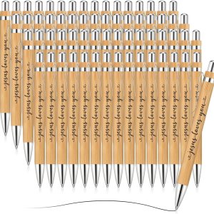 Yeaqee Jesus Loves You – Bolígrafo cristiano a granel, bolígrafo de bambú para la Biblia, inspirador, tinta negra, regalo para escuela, oficina, Yeaqee Jesus Loves You – Bolígrafo cristiano a granel, bolígrafo de bambú para la Biblia, inspirador, tinta negra, regalo para escuela, oficina,