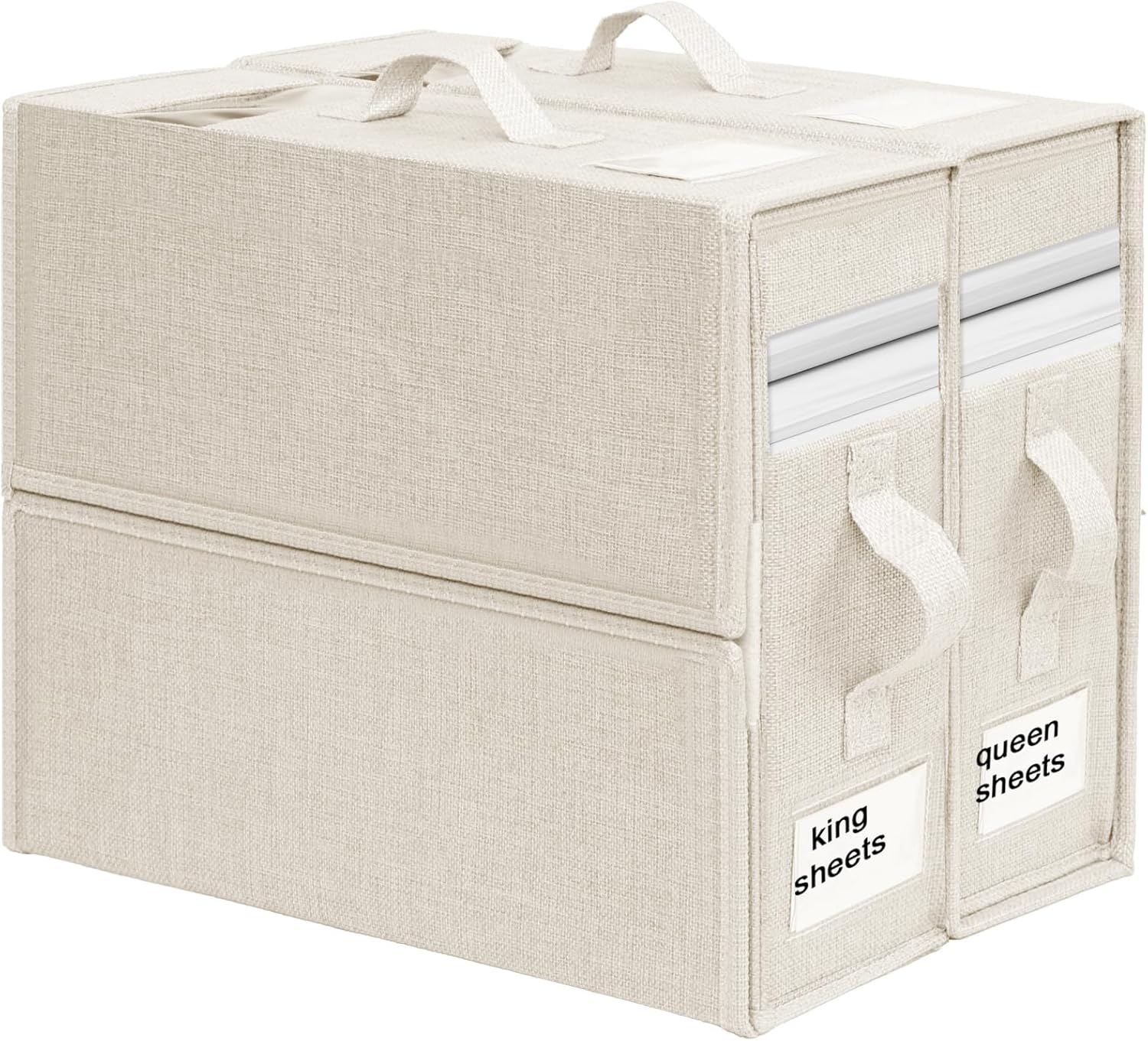 Paquete de 2 organizadores de sábanas y almacenamiento organizador de sábanas y mantas organizador plegable de sábanas de cama con ventanas XL
