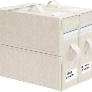 Paquete de 2 organizadores de sábanas y almacenamiento organizador de sábanas y mantas organizador plegable de sábanas de cama con ventanas XL Paquete de 2 organizadores de sábanas y almacenamiento organizador de sábanas y mantas organizador plegable de sábanas de cama con ventanas XL