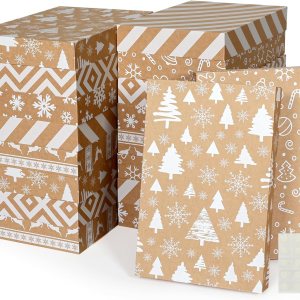 joyhalo Paquete de 18 cajas de regalo de Navidad con tapas para regalos, batas de papel kraft grandes a granel, abrigo, suéter, ropa, camisas, cajas joyhalo Paquete de 18 cajas de regalo de Navidad con tapas para regalos, batas de papel kraft grandes a granel, abrigo, suéter, ropa, camisas, cajas
