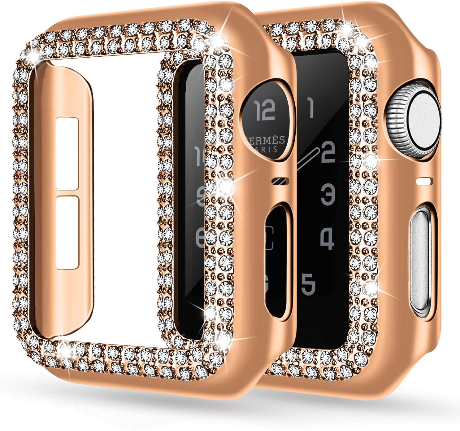 adepoy – Carcasa para Apple Watch con protector de pantalla y cristales brillantes, protección completa para iWatch Series 654321 SE