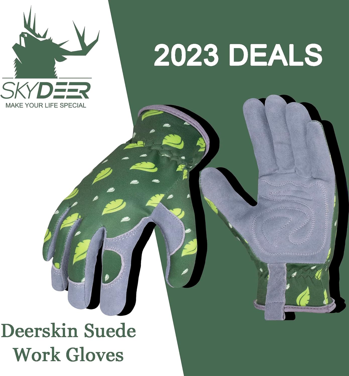 SKYDEER Guantes de jardinería para mujer con gamuza de piel de ciervo súper suave (SD6615L)