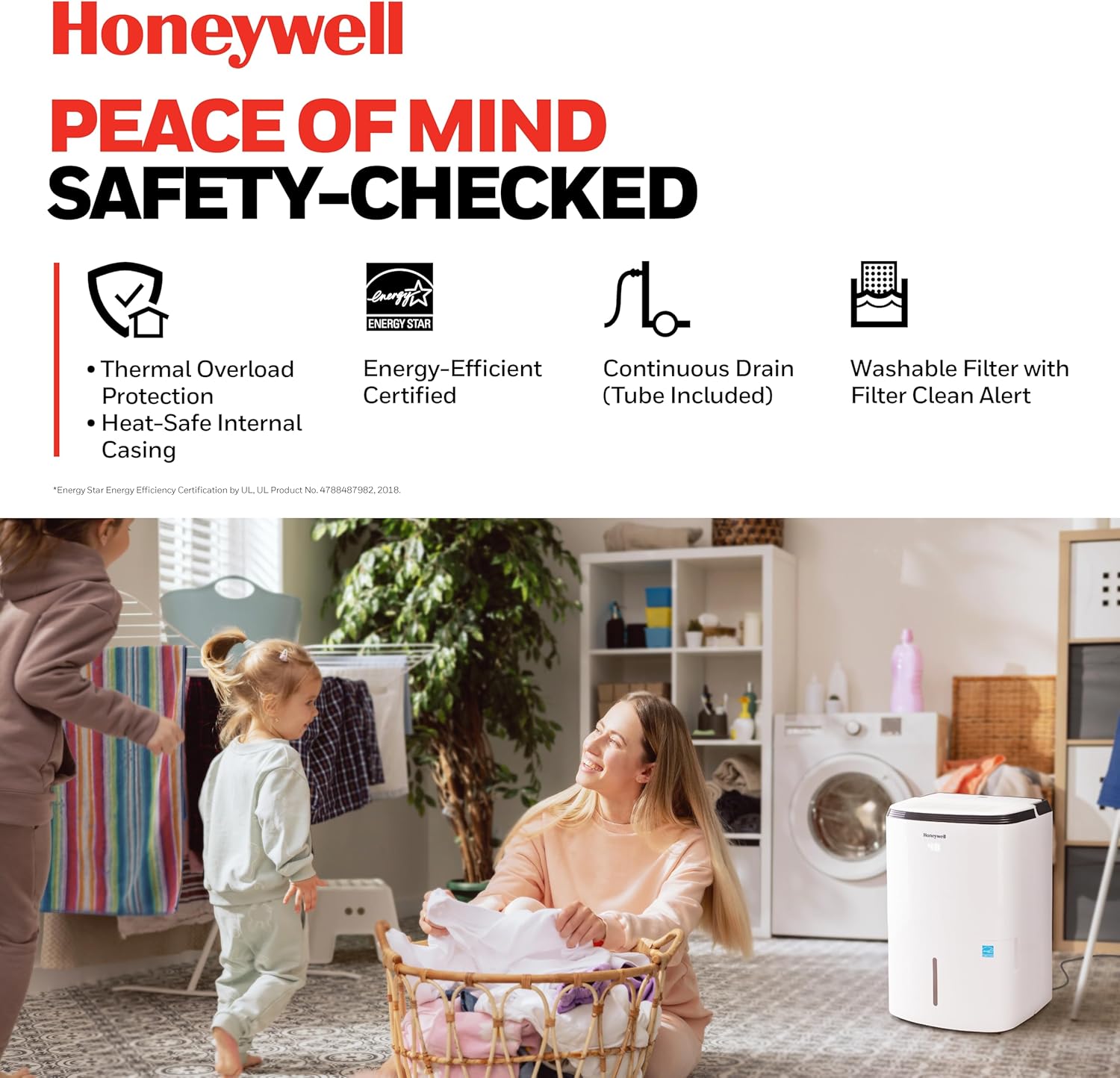Honeywell Deshumidificador inteligente Energy Star de 4000 pies cuadrados para sótanos domésticos y habitaciones grandes, con WiFi, control de voz