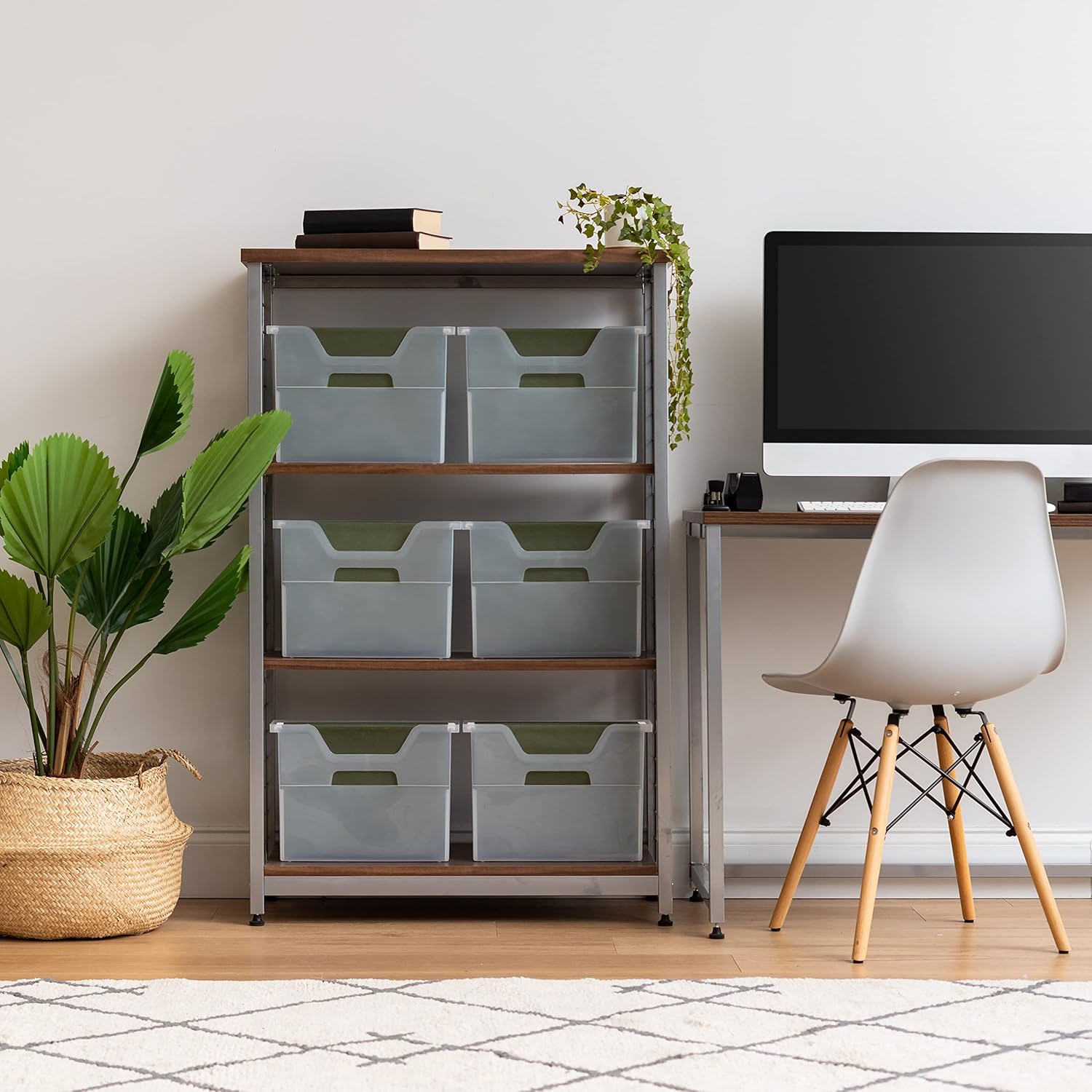 IRIS Caja de archivos de escritorio portátil pequeña de Estados Unidos con tapa abierta, paquete de 6, asas laterales, carpetas de archivos