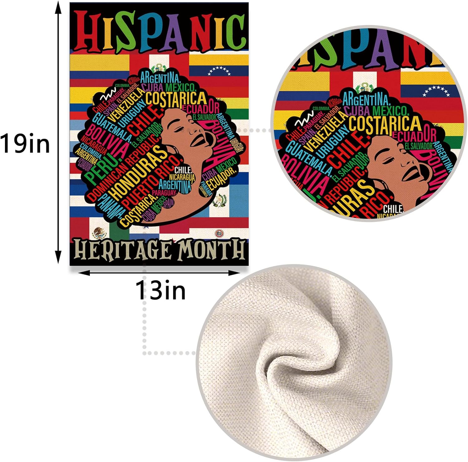 Nepnuser Bandera de jardín del Mes Nacional de la Herencia Hispana para mujeres, decoración de cultura de países latinos, letrero de doble cara para