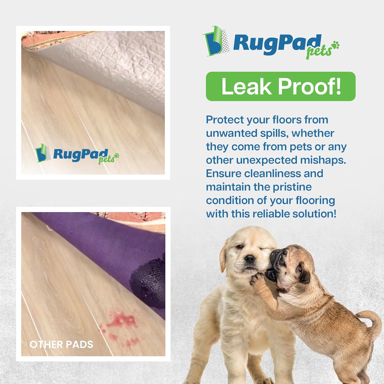RUGPADPETS Alfombrilla antideslizante para mascotas Colección Eco-Diamond (8×10, Eco Preferred)