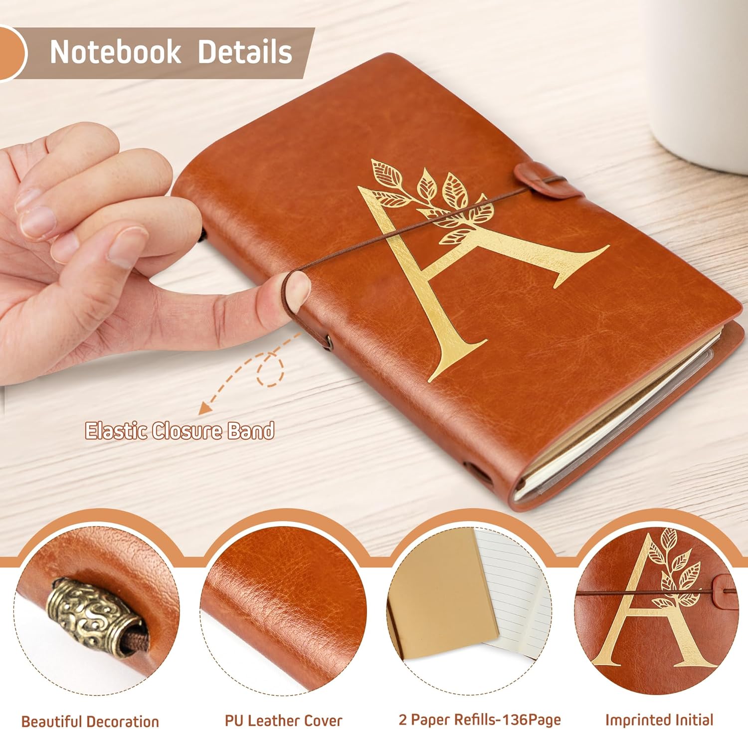 Regalos para mujeres y hombres  Diario de viaje de cuero recargable, diarios personalizados para mujeres, bloc de notas diario para profesores de