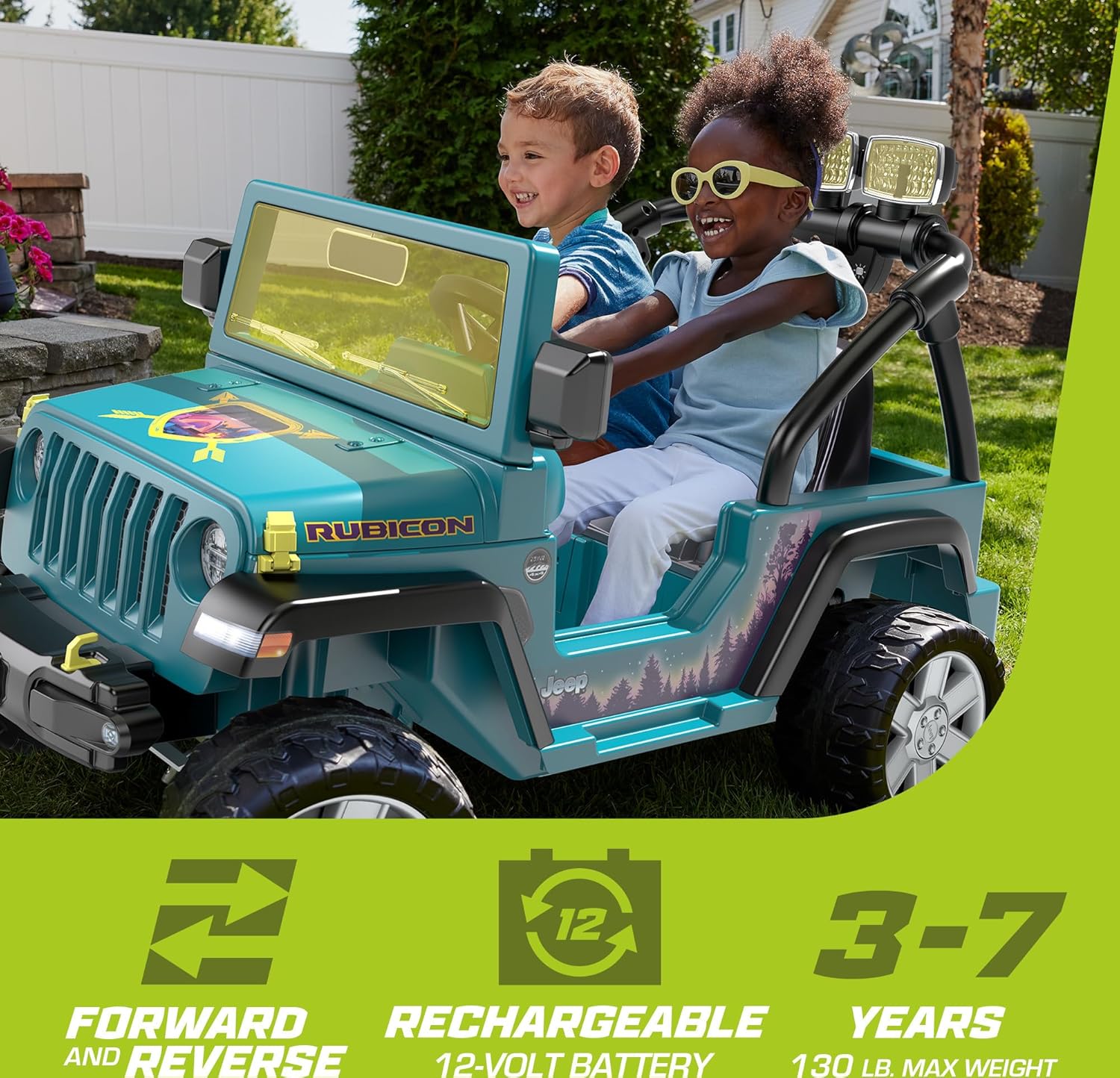 Fisher-Price Power Wheels Jeep Wrangler montable para ir camping con comida de simulación, equipo de campamento y luces, juguete preescolar,