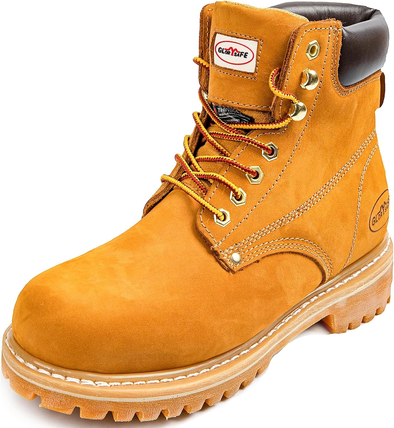 glorysafe Botas de trabajo para hombre con puntera suave, impermeables y antideslizantes, botas de seguridad de 6 pulgadas para construcción, botas