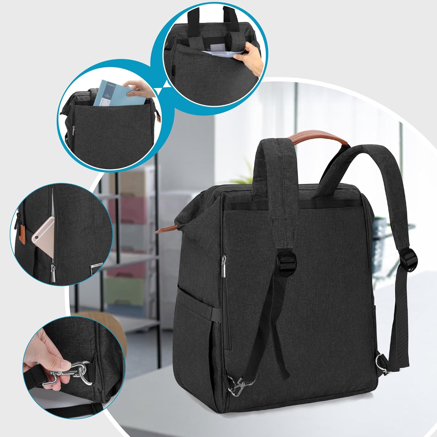 Luxja Bolsa para extractor de leche con bolsa enfriadora para madres trabajadoras, mochila para extractor de leche con funda para laptop de 14