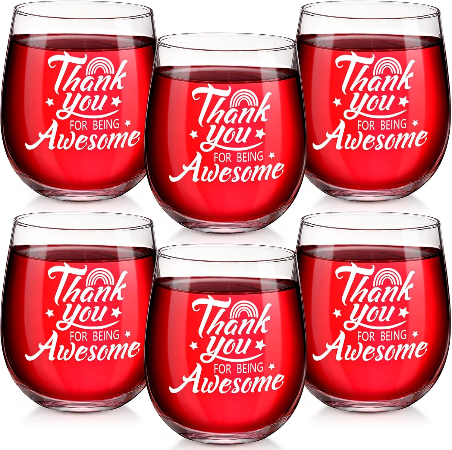 Tioncy 6 copas de vino inspiradoras sin tallo de 12 onzas, regalos de agradecimiento para mujeres, agradecimiento por ser increíble, regalo de