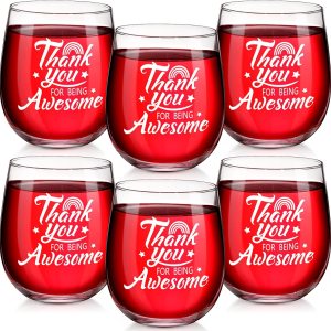 Tioncy 6 copas de vino inspiradoras sin tallo de 12 onzas, regalos de agradecimiento para mujeres, agradecimiento por ser increíble, regalo de Tioncy 6 copas de vino inspiradoras sin tallo de 12 onzas, regalos de agradecimiento para mujeres, agradecimiento por ser increíble, regalo de